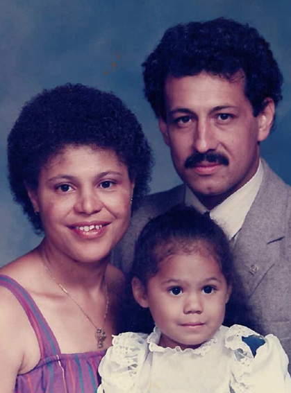 Karen Bass with her late husband, Jesus Lechuga; and their daughter, Emilia