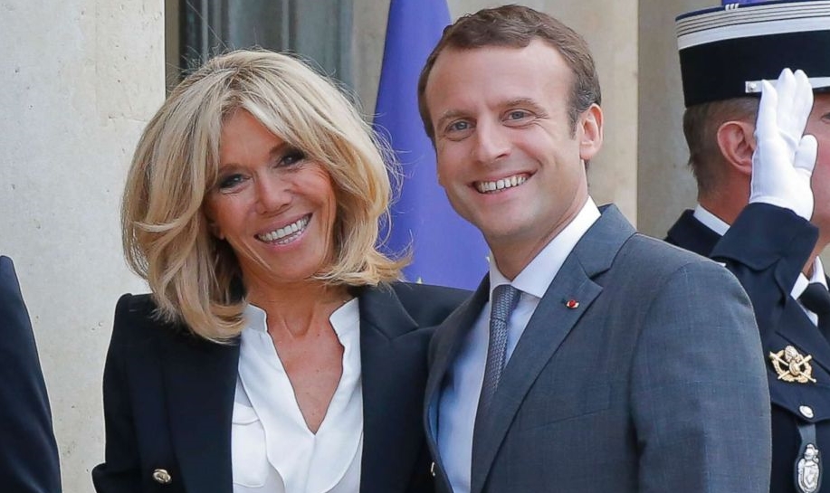 Emmanuel Macron and his wife, Brigitte Trogneux